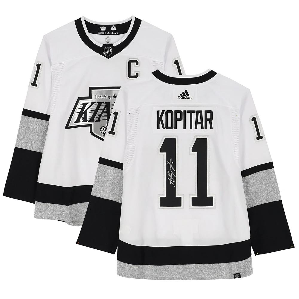 Maillot authentique adidas blanc dédicacé par Anze Kopitar des Los Angeles Kings