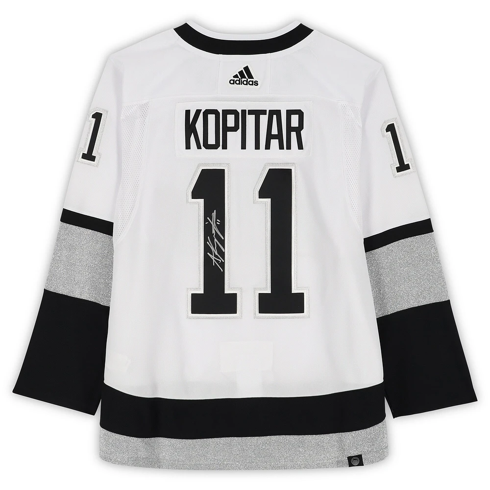 Maillot authentique adidas blanc dédicacé par Anze Kopitar des Los Angeles Kings