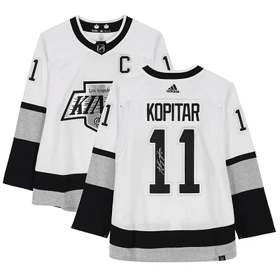 Maillot authentique adidas blanc dédicacé par Anze Kopitar des Los Angeles Kings