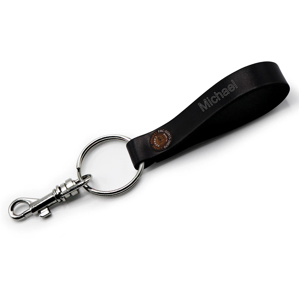 Black Los Angeles Kings Personalized Leather Loop Keychain