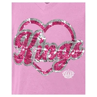 T-shirt à col en V sequins roses Los Angeles Kings de New Era pour fille