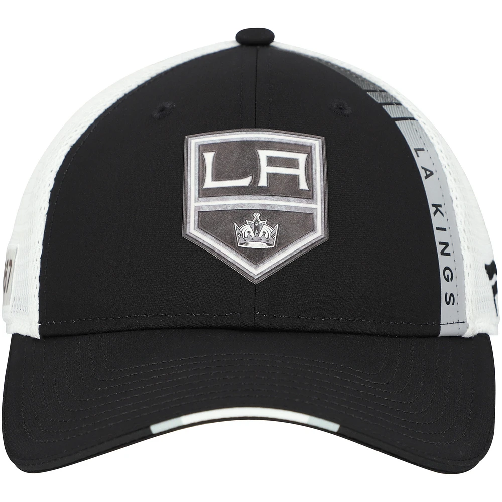 Casquette de camionneur ajustable authentique Pro Draft des Kings de Los Angeles Fanatics pour hommes, noire