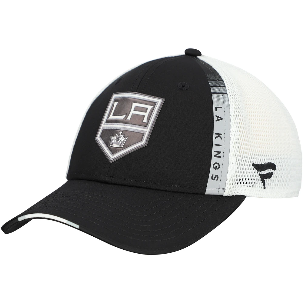 Casquette de camionneur ajustable authentique Pro Draft des Kings de Los Angeles Fanatics pour hommes, noire