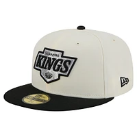 Casquette ajustée bicolore chromée 59FIFTY blanche des Kings de Los Angeles New Era pour homme