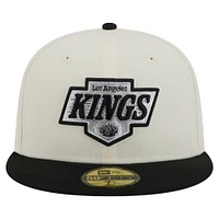 Casquette ajustée bicolore chromée 59FIFTY blanche des Kings de Los Angeles New Era pour homme