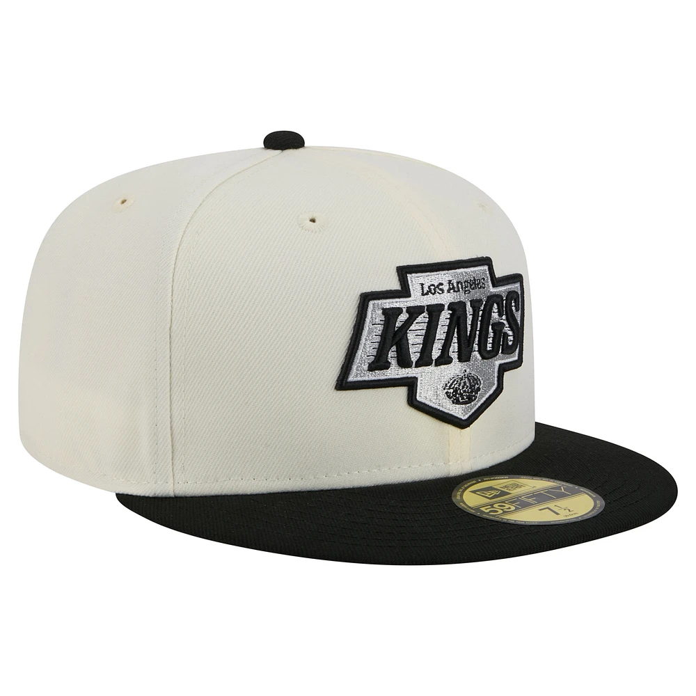 Casquette ajustée bicolore chromée 59FIFTY blanche des Kings de Los Angeles New Era pour homme