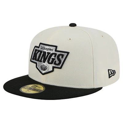 Casquette ajustée bicolore chromée 59FIFTY blanche des Kings de Los Angeles New Era pour homme