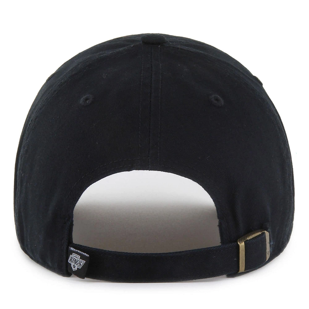 Men's '47  Black Los Angeles Kings Core Logo Clean Up Adjustable Hat