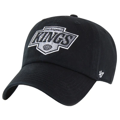 Men's '47  Black Los Angeles Kings Core Logo Clean Up Adjustable Hat