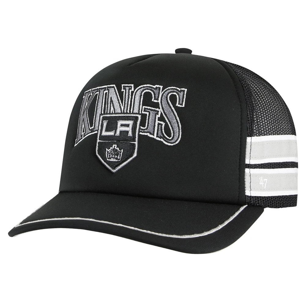 Casquette de camionneur snapback à rayures latérales '47 noire des Los Angeles Kings pour hommes