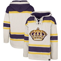 Men's '47  Oatmeal Los Angeles Kings Rockaway Lacer Pullover Hoodie