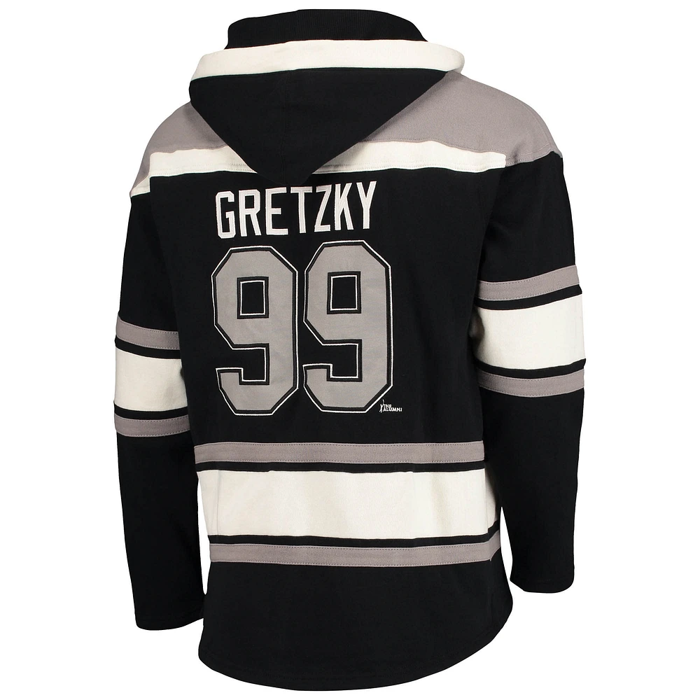 Sweat à capuche Lacer avec nom et numéro de joueur la retraite des Los Angeles Kings '47 Wayne Gretzky noir pour homme