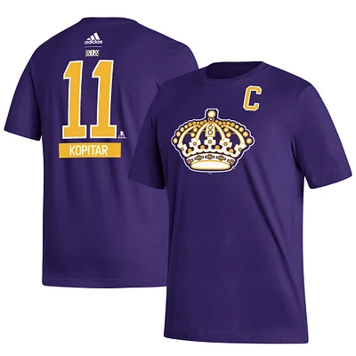 T-shirt adidas Anze Kopitar violet Los Angeles Kings Reverse Retro 2.0 avec nom et numéro pour hommes