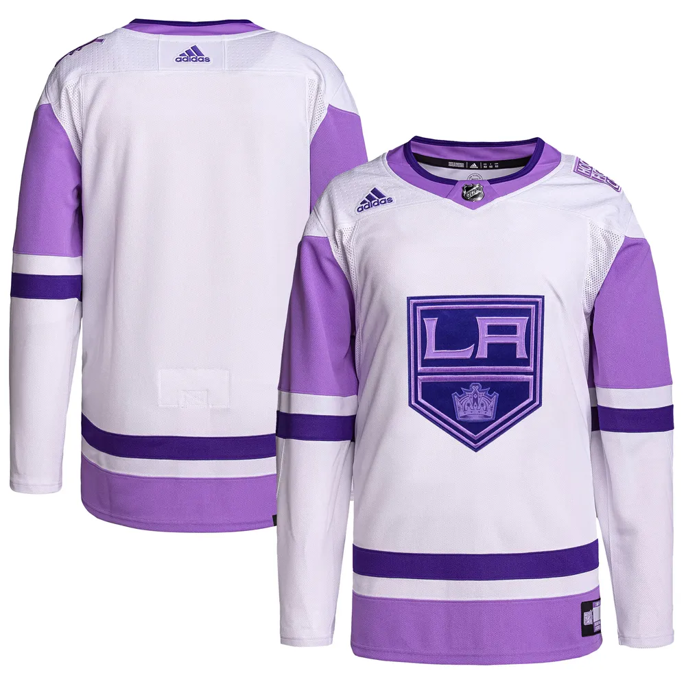 Lids Los Angeles Kings adidas Hockey Fights Cancer Primegreen Authentic  Blank Practice Jersey - White/Purple