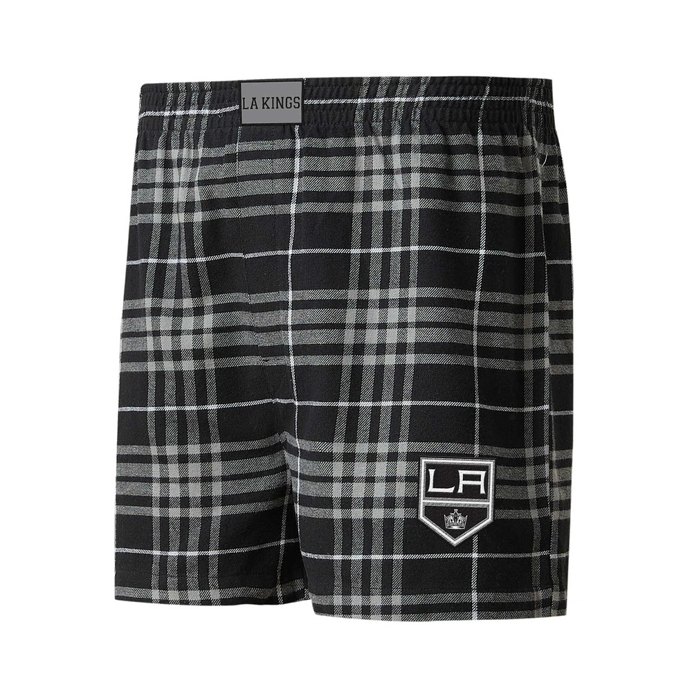 Men's Concepts Sport Black/Silver Los Angeles Kings Concord Flannel Boxers