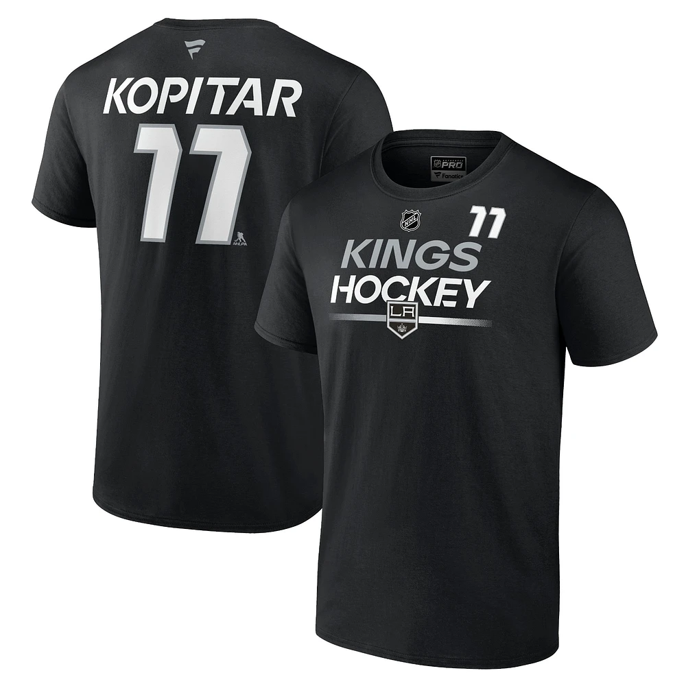 T-shirt noir avec nom et numéro Fanatics Anze Kopitar pour hommes des Kings de Los Angeles Authentic Pro Prime