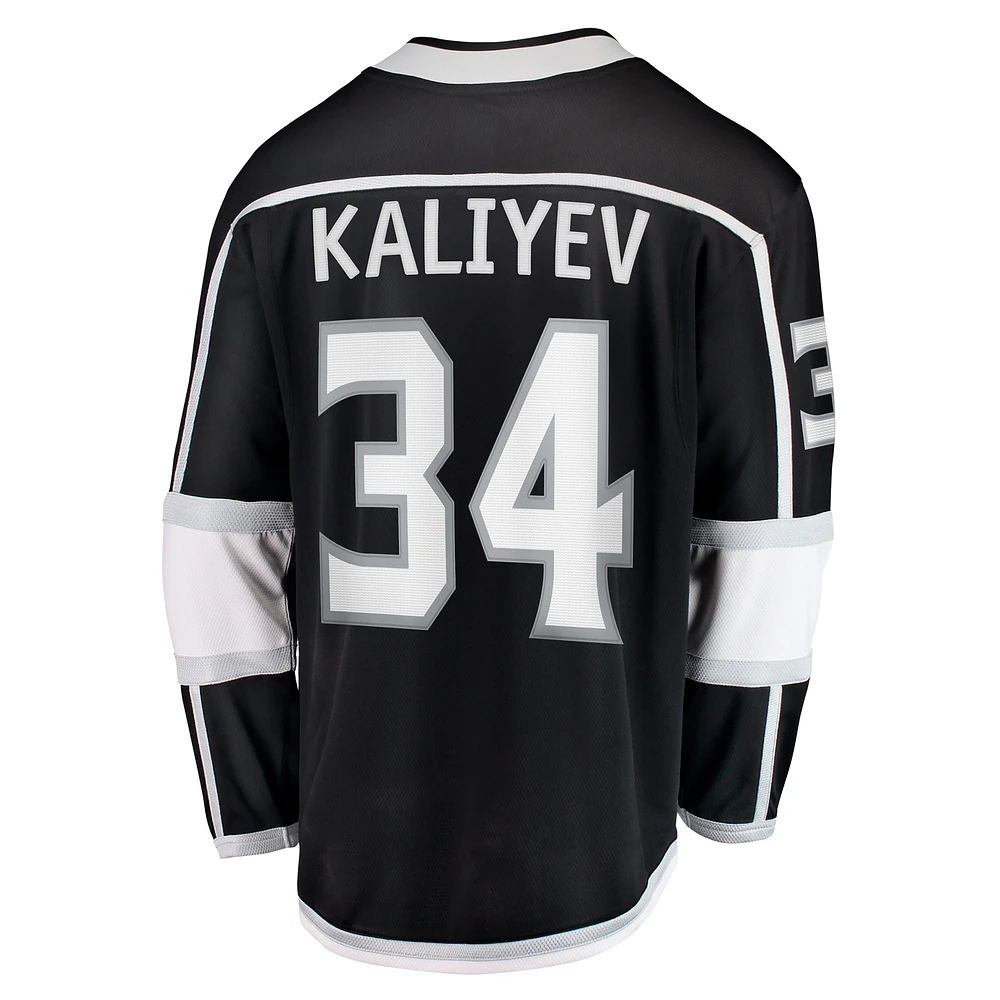 Maillot de joueur échappé à domicile des Kings Los Angeles Arthur Kaliyev Fanatics pour hommes, noir