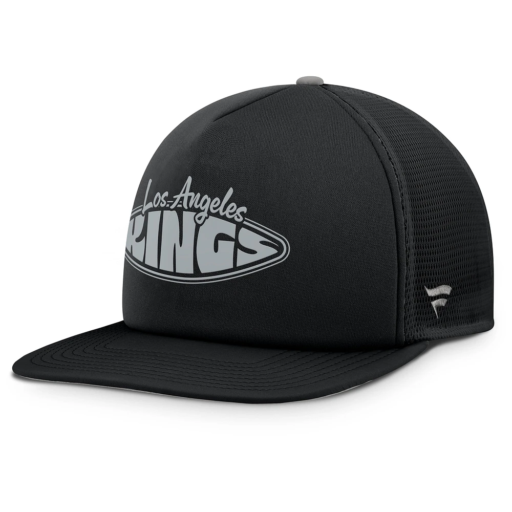 Men's Fanatics Black/Silver Los Angeles Kings Authentic Pro Hometown Rink Foam Trucker Snapback Hat