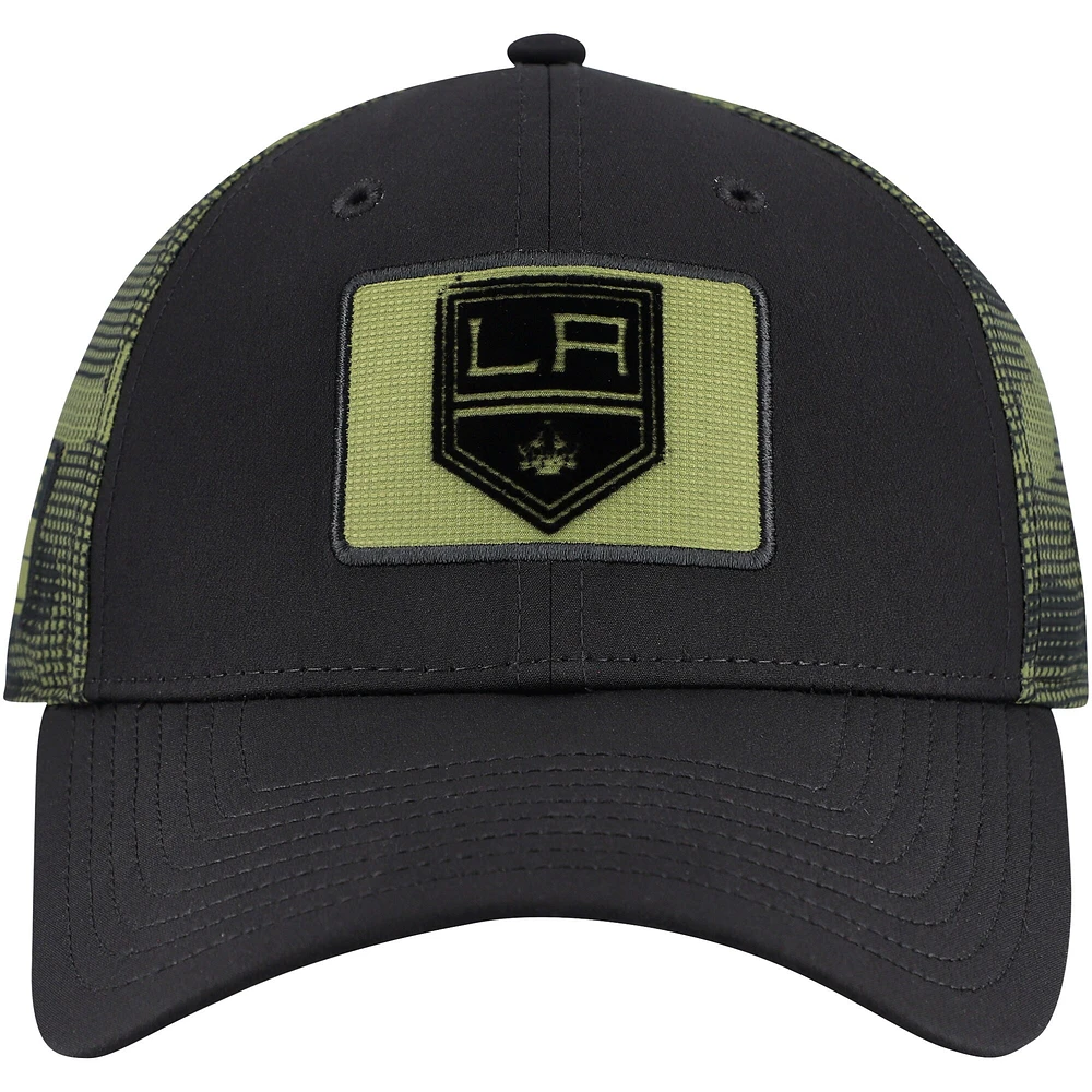 Casquette ajustable authentique Pro Military Appreciation des Los Angeles Kings Fanatics pour hommes, noire