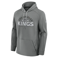 Men's Fanatics Gray Los Angeles Kings 2025 Stanley Cup Playoffs Authentic Pro Rink Fly Fleece Pullover Hoodie