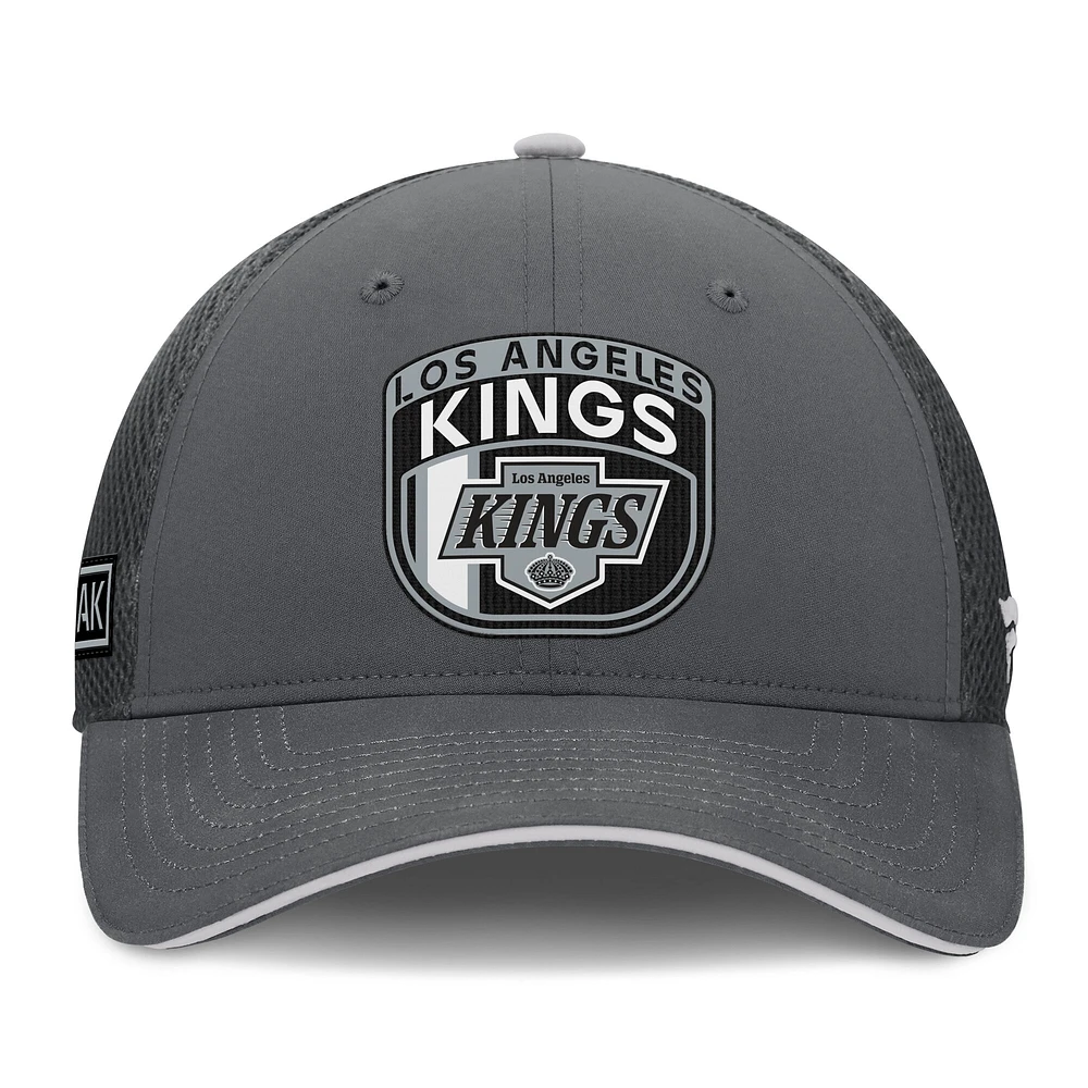 Casquette ajustable Fanatics pour homme Los Angeles Kings Authentic Pro Home Ice Trucker grise