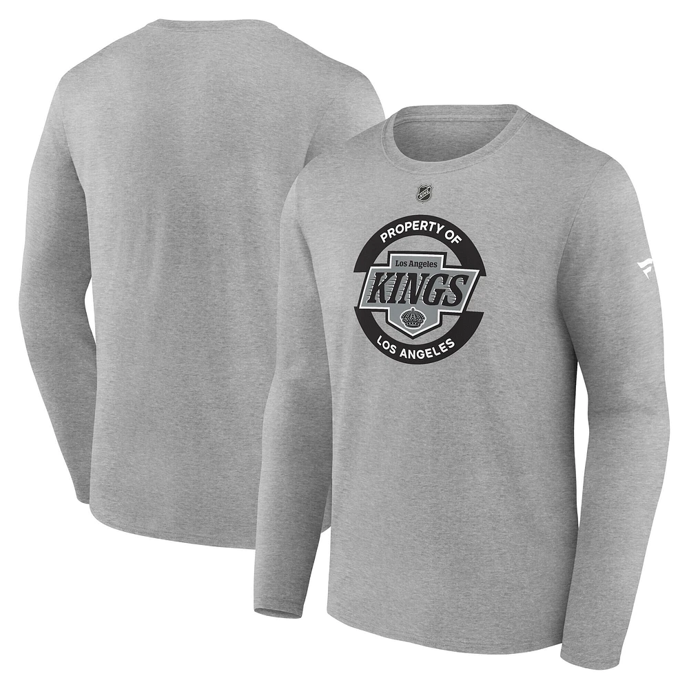 T-shirt d'entraînement à manches longues authentique pour homme Fanatics gris Los Angeles Kings
