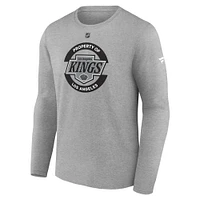 T-shirt d'entraînement à manches longues authentique pour homme Fanatics gris Los Angeles Kings