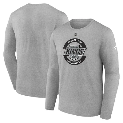T-shirt d'entraînement à manches longues authentique pour homme Fanatics gris Los Angeles Kings