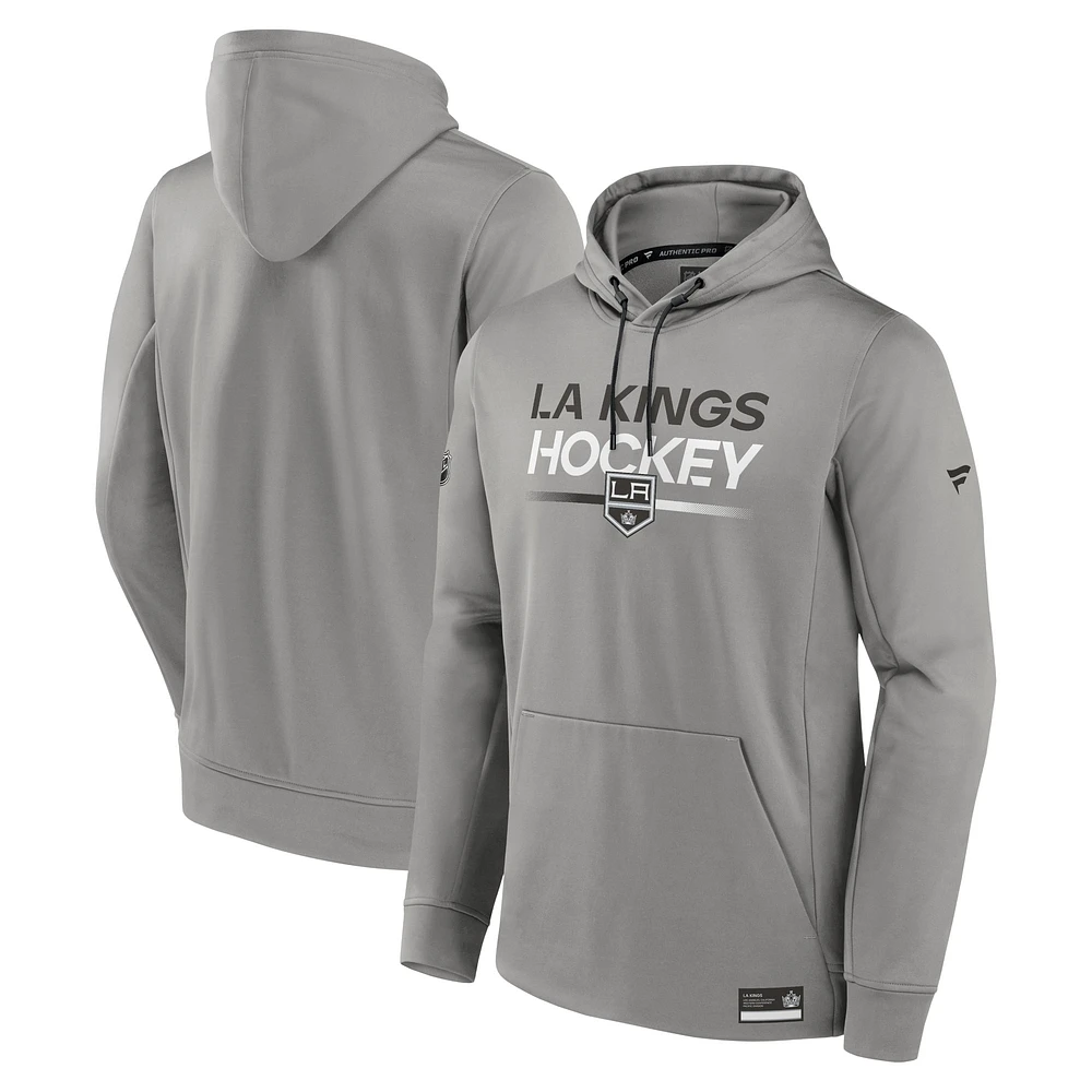 Sweat à capuche authentique Pro gris des Kings de Los Angeles marque Fanatics pour hommes