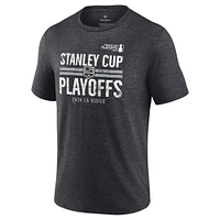 Men's Fanatics  Heather Charcoal Los Angeles Kings 2024 Stanley Cup Playoffs Crossbar Tri-Blend T-Shirt