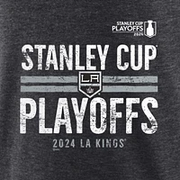 Men's Fanatics  Heather Charcoal Los Angeles Kings 2024 Stanley Cup Playoffs Crossbar Tri-Blend T-Shirt