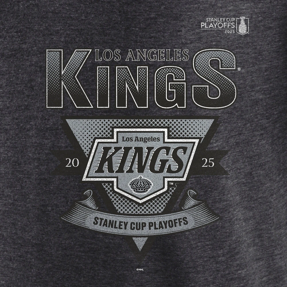 Men's Fanatics Heather Charcoal Los Angeles Kings 2025 Stanley Cup Playoffs Crossbar Tri-Blend T-Shirt