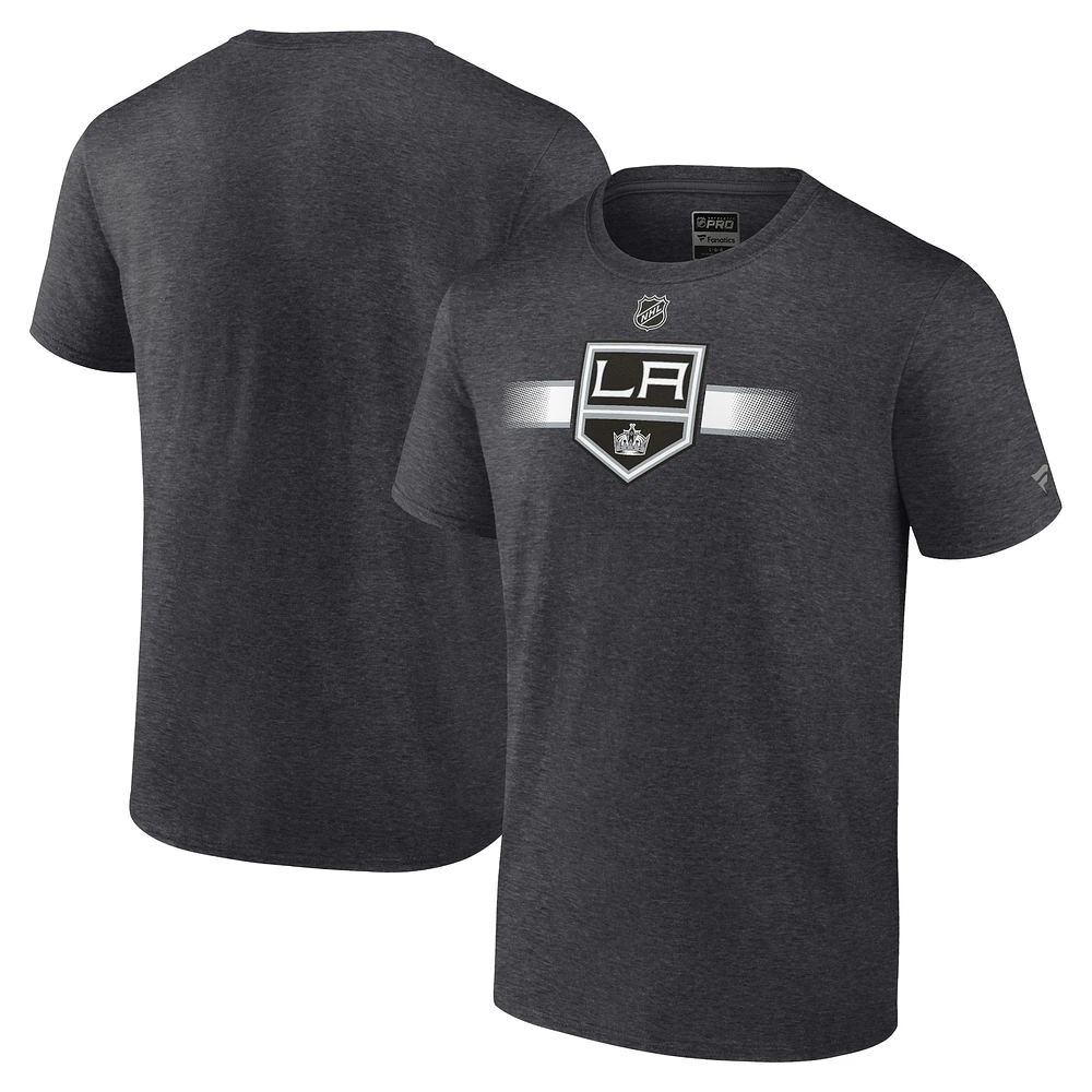 T-shirt secondaire authentique Pro des Kings de Los Angeles Fanatics Heather Charcoal pour hommes