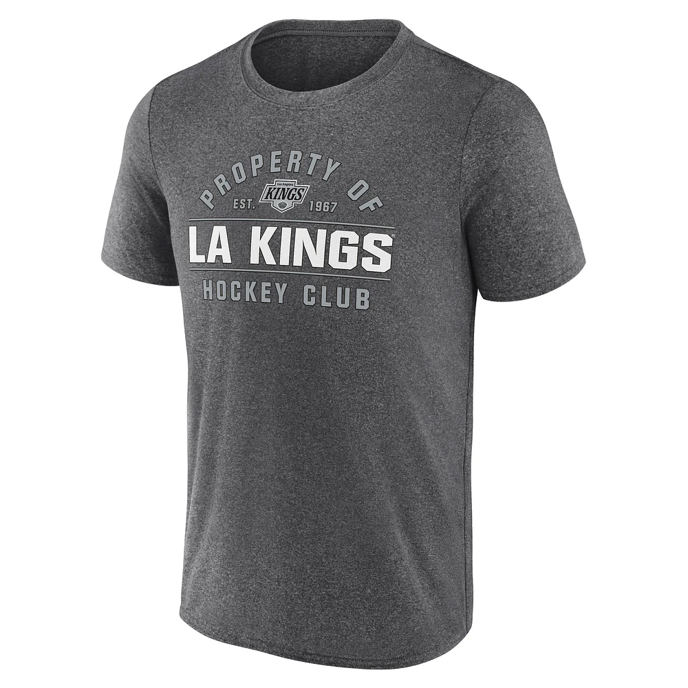 T-shirt Fanatics Heather Charcoal pour homme, propriété des Los Angeles Kings