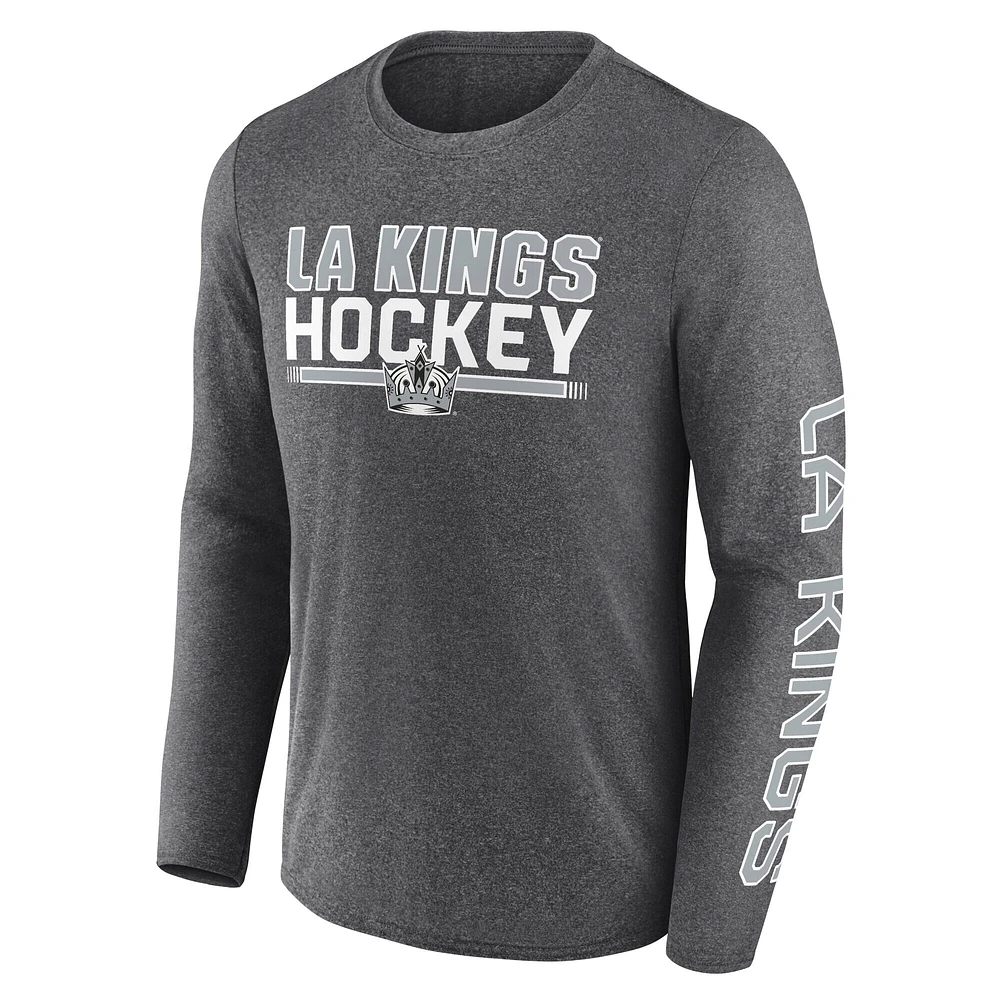 Men's Fanatics Heather Charcoal Los Angeles Kings Sweep Iconic Synthetic Long Sleeve T-Shirt