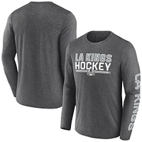 Men's Fanatics Heather Charcoal Los Angeles Kings Sweep Iconic Synthetic Long Sleeve T-Shirt