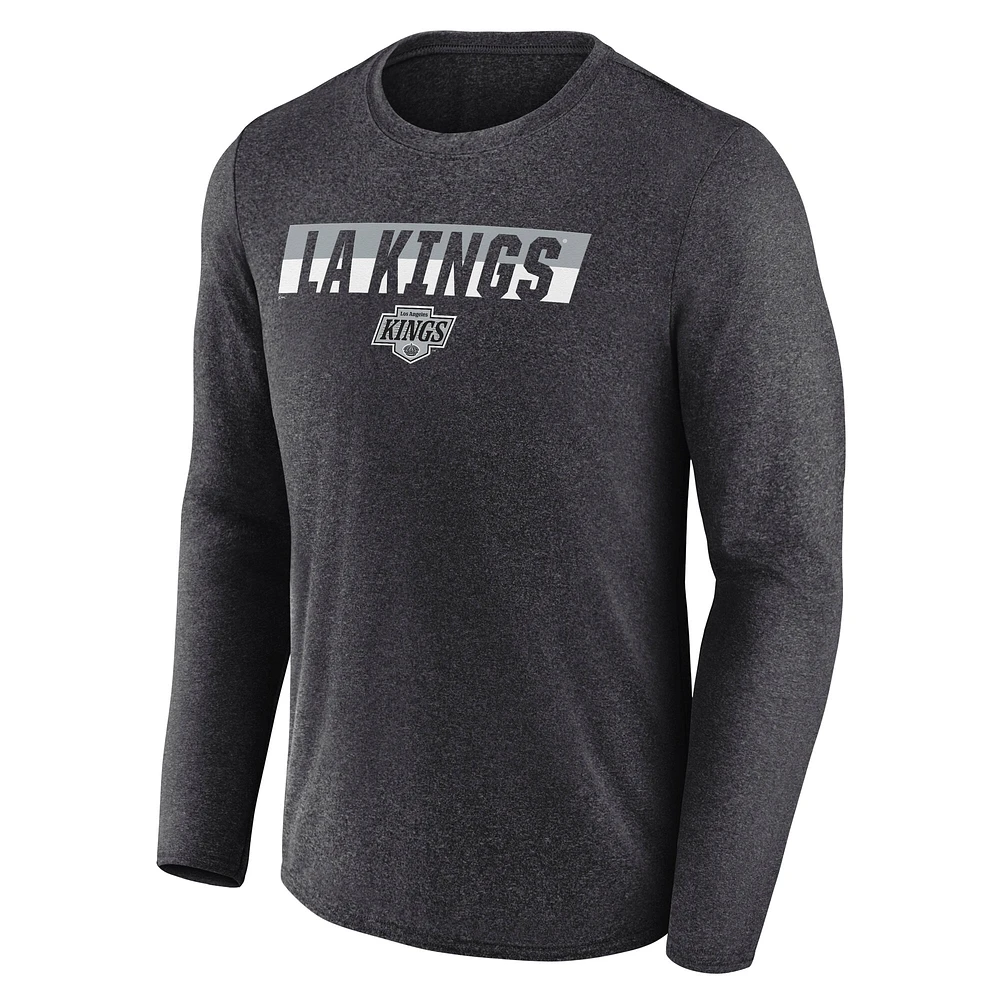 T-shirt à manches longues Fanatics Heather Charcoal pour homme des Los Angeles Kings