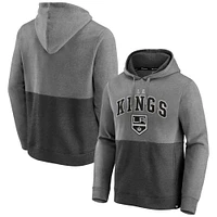 Men's Fanatics Heather Gray/Heather Charcoal Los Angeles Kings Block Party Signature Pullover Hoodie