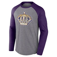 Men's Fanatics Heather Gray Los Angeles Kings Special Edition Long Sleeve Tri-Blend Raglan T-Shirt