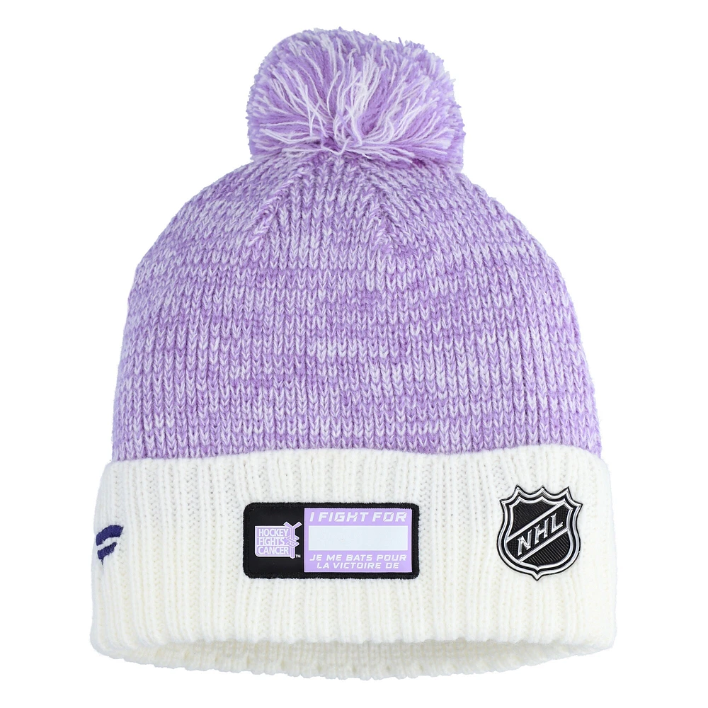 Bonnet en tricot à revers avec pompon pour homme Fanatics Los Angeles Kings Hockey Fights Cancer