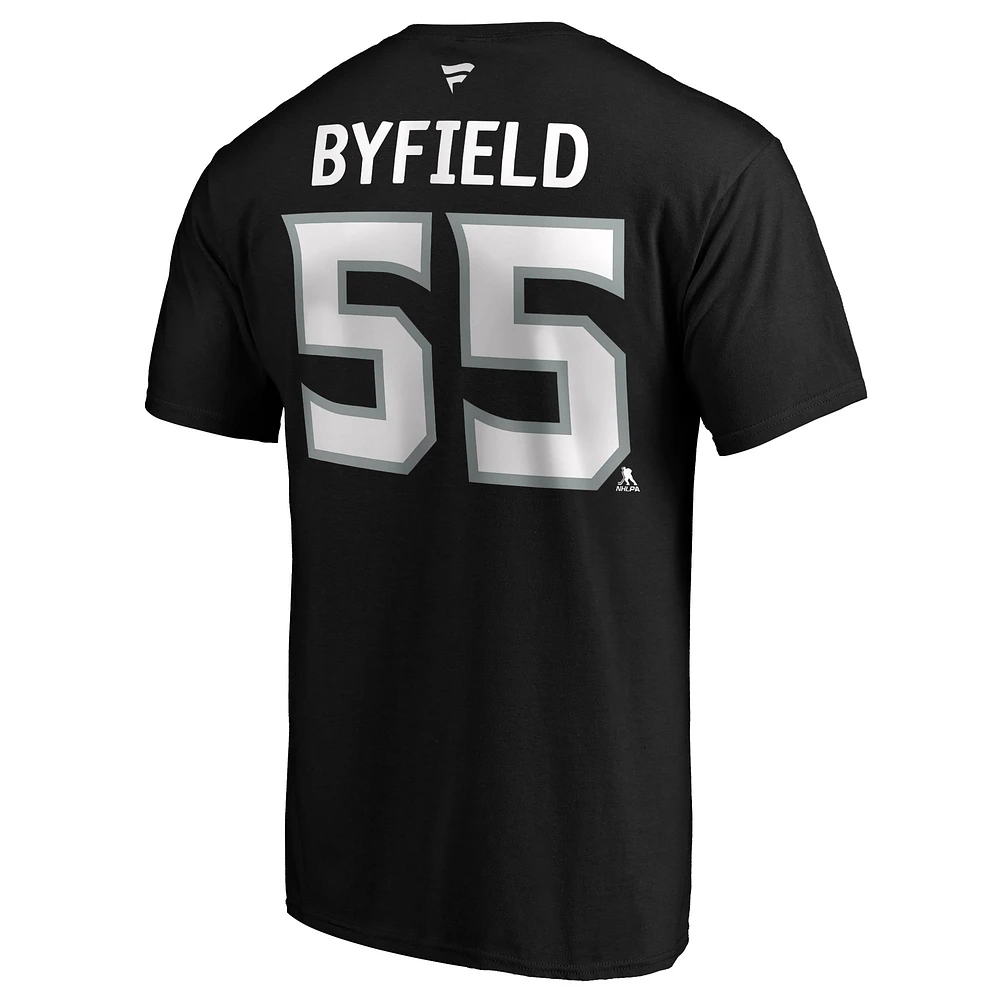 Men's Fanatics Quinton Byfield Black Los Angeles Kings Authentic Stack Name & Number T-Shirt