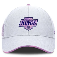 Men's Fanatics White Los Angeles Kings Authentic Pro Hockey Fights Cancer Adjustable Hat