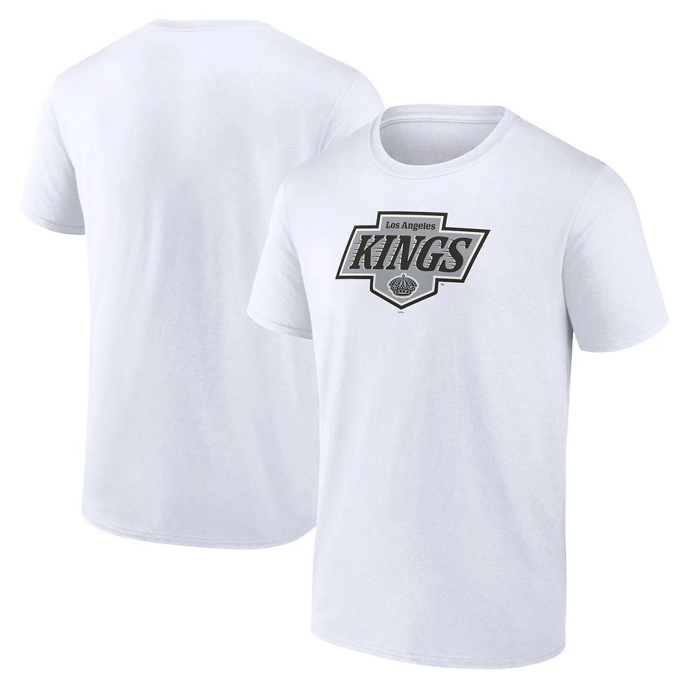 T-shirt blanc avec nouveau logo principal des Kings de Los Angeles Fanatics pour hommes