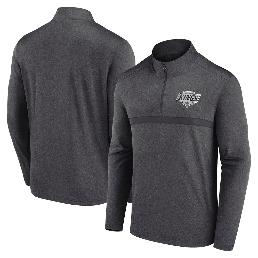 Haut à glissière quart de tour raglan Heather Charcoal Los Angeles Kings pour homme