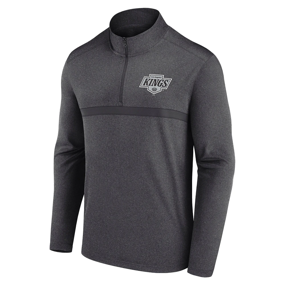 Haut à glissière quart de tour raglan Heather Charcoal Los Angeles Kings pour homme
