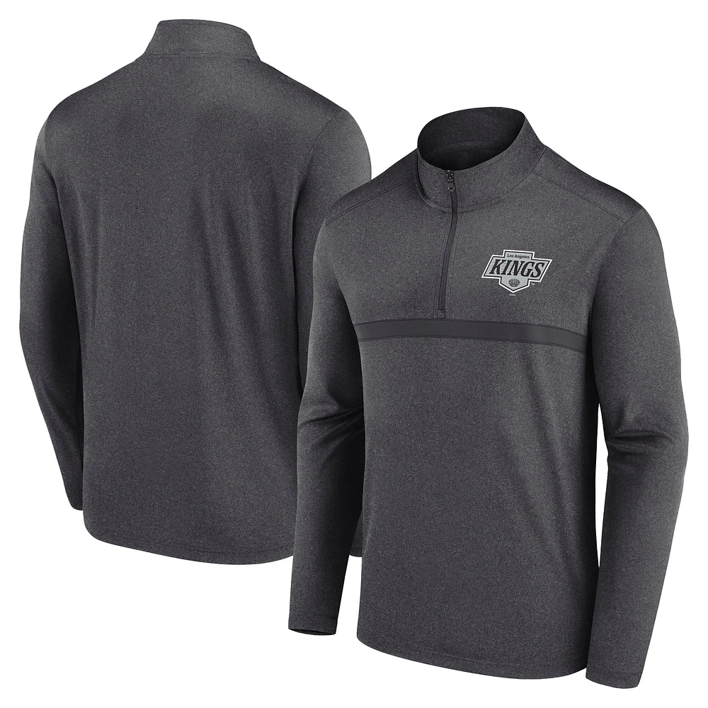 Haut à glissière quart de tour raglan Heather Charcoal Los Angeles Kings pour homme