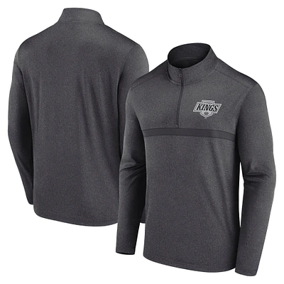 Haut à glissière quart de tour raglan Heather Charcoal Los Angeles Kings pour homme