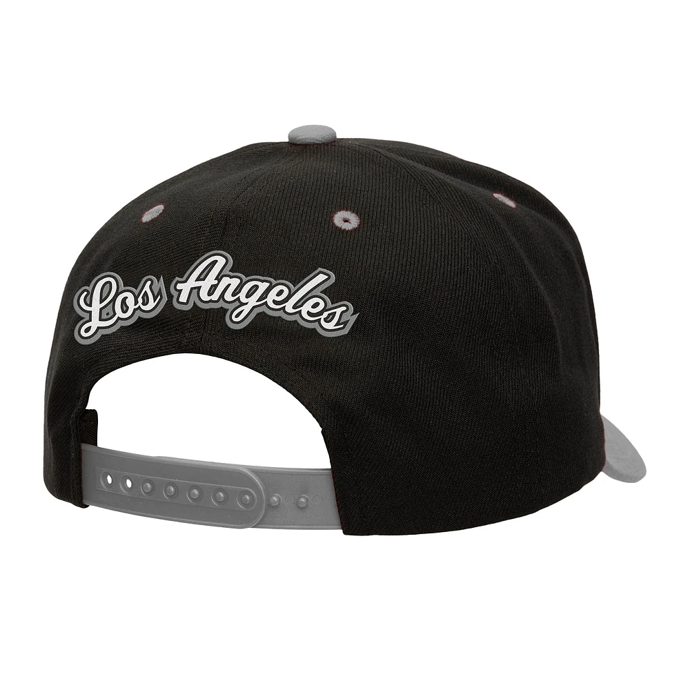 Men's Mitchell & Ness Black/Silver Los Angeles Kings Backside Script Two-Tone Pro Crown Adjustable Hat