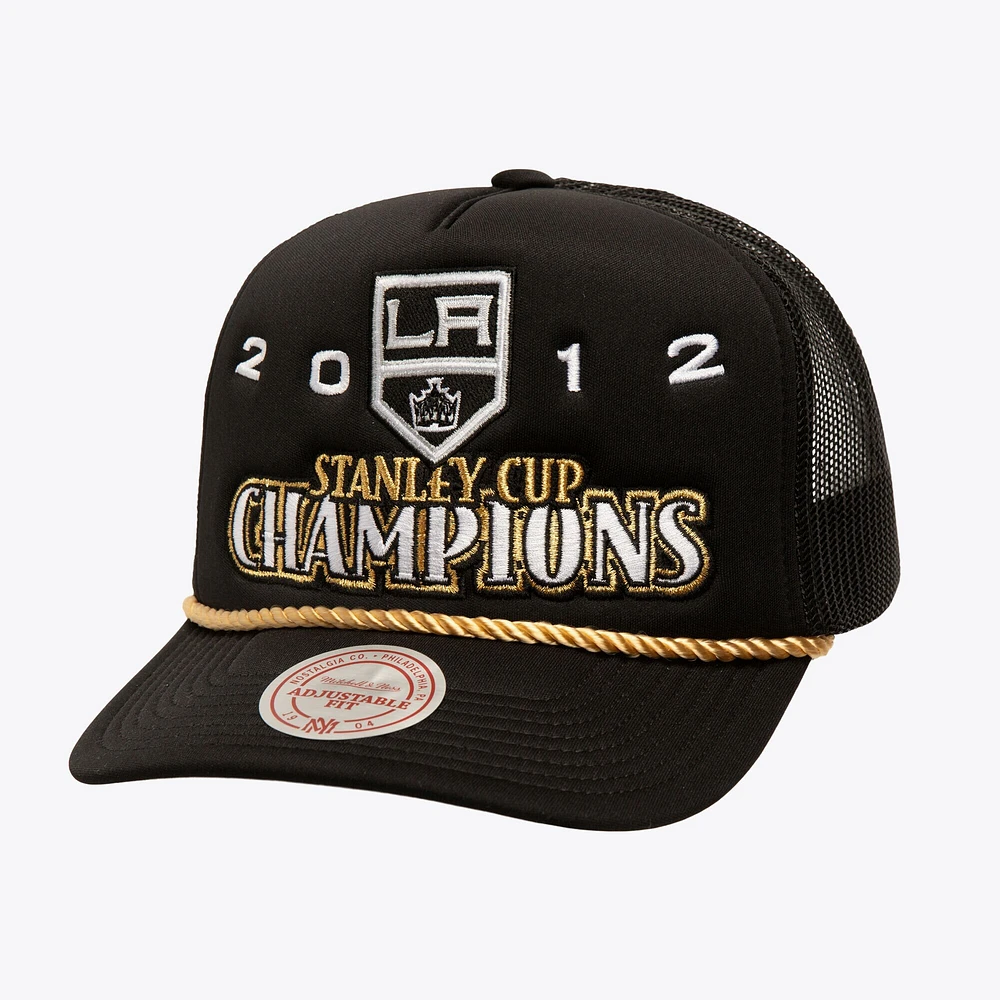 Men's Mitchell & Ness Black Los Angeles Kings SOUL Collection Golden Stanley Cup Champions Trucker Adjustable Hat