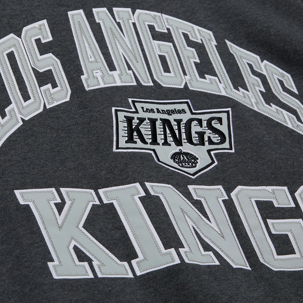 Men's Mitchell & Ness Charcoal Los Angeles Kings Playoff Win Fleece Pullover Sweatshirt